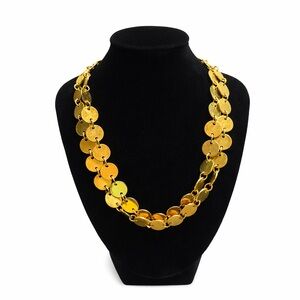 Gold Tone Disc Chain Necklace – Wear Long or Doubled – approx. 21”
